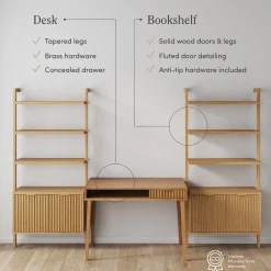 Mid-Century Fluted Wall Desk