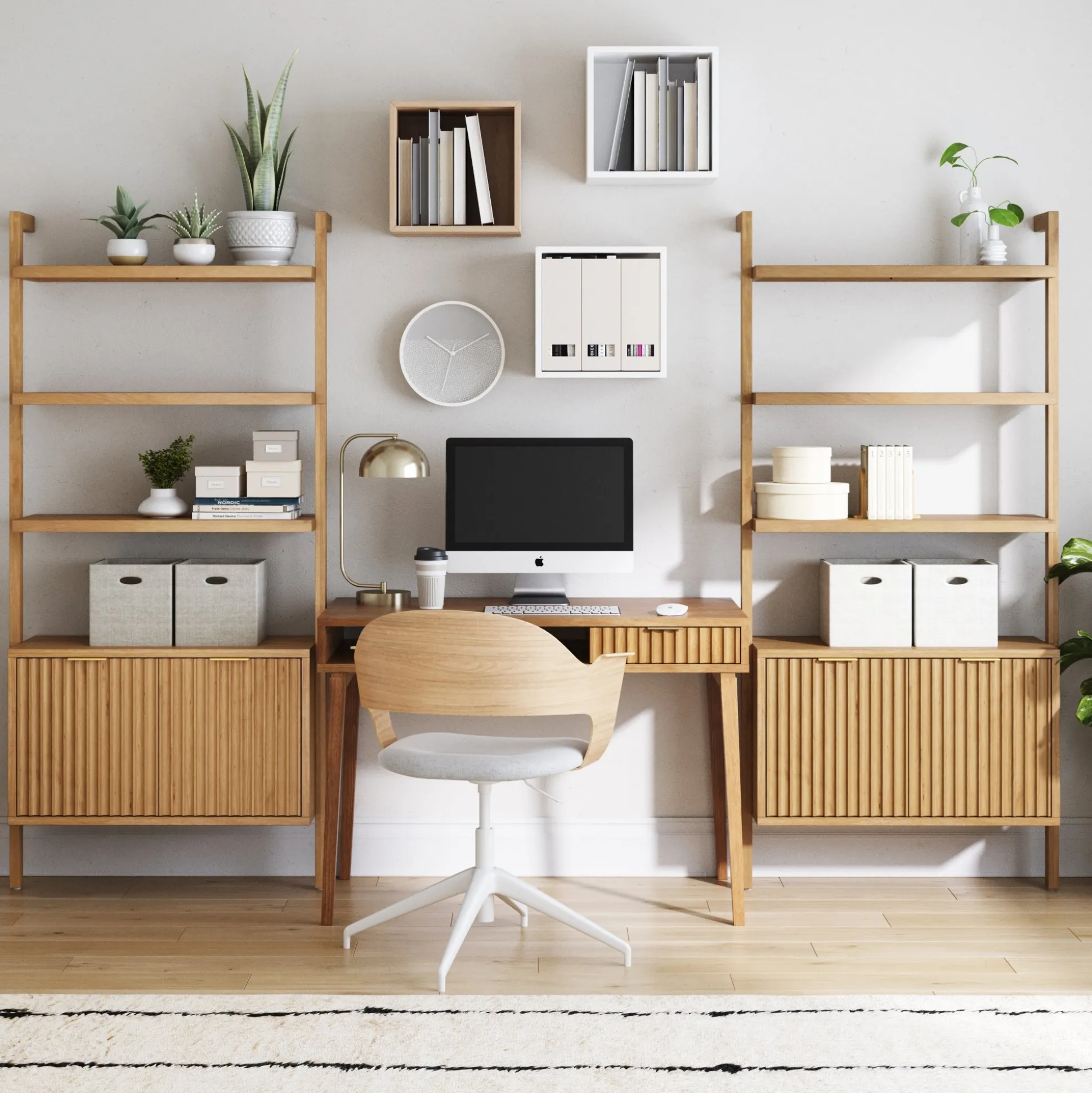 Mid-Century Fluted Wall Desk