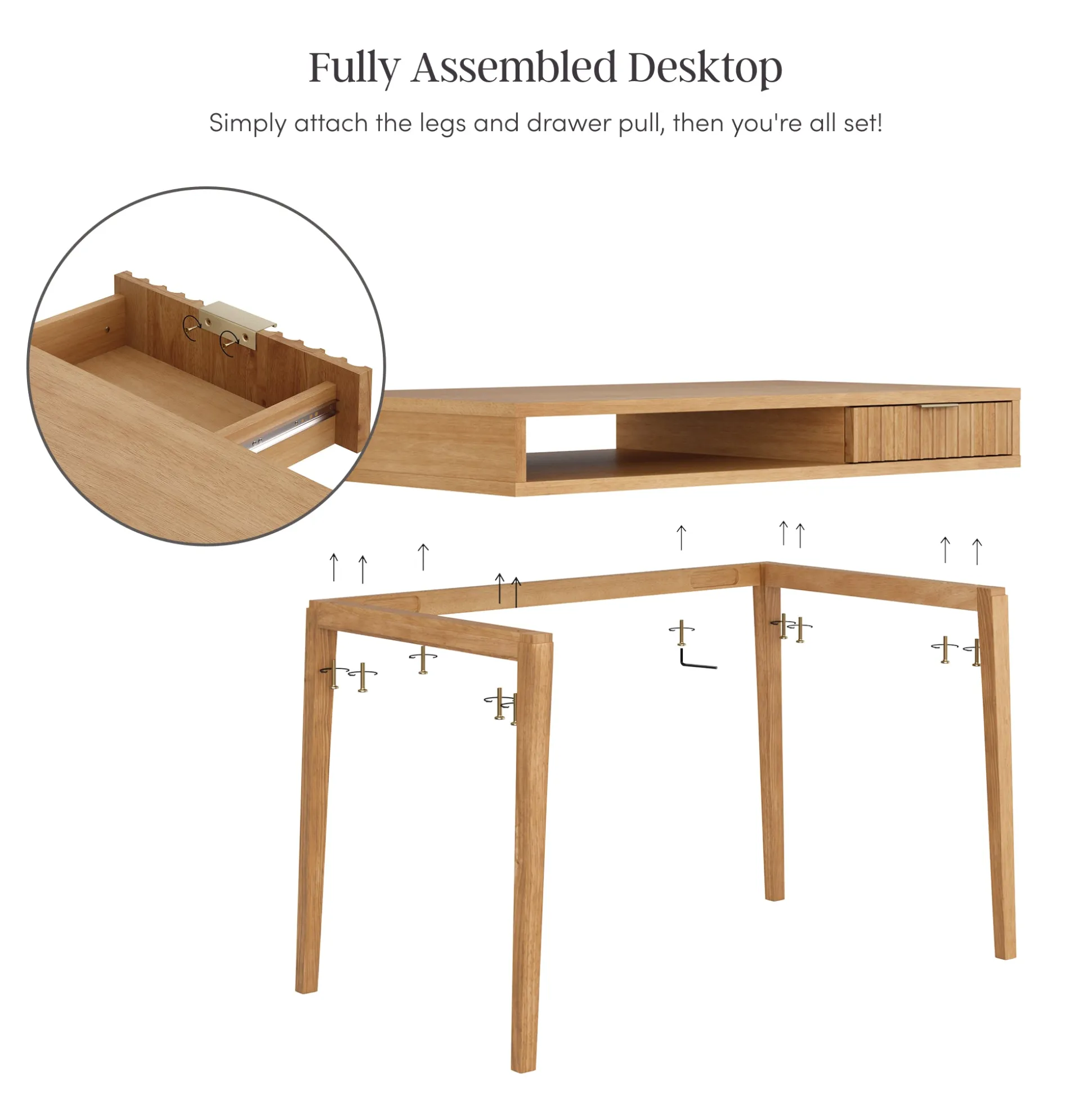 Mid-Century Fluted Wall Desk