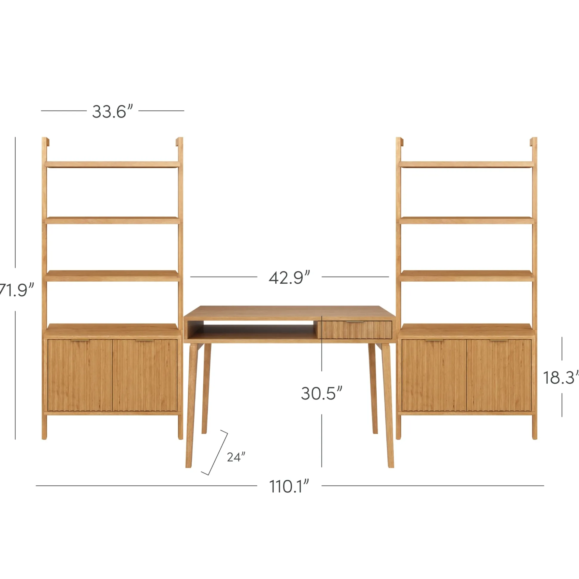 Mid-Century Fluted Wall Desk