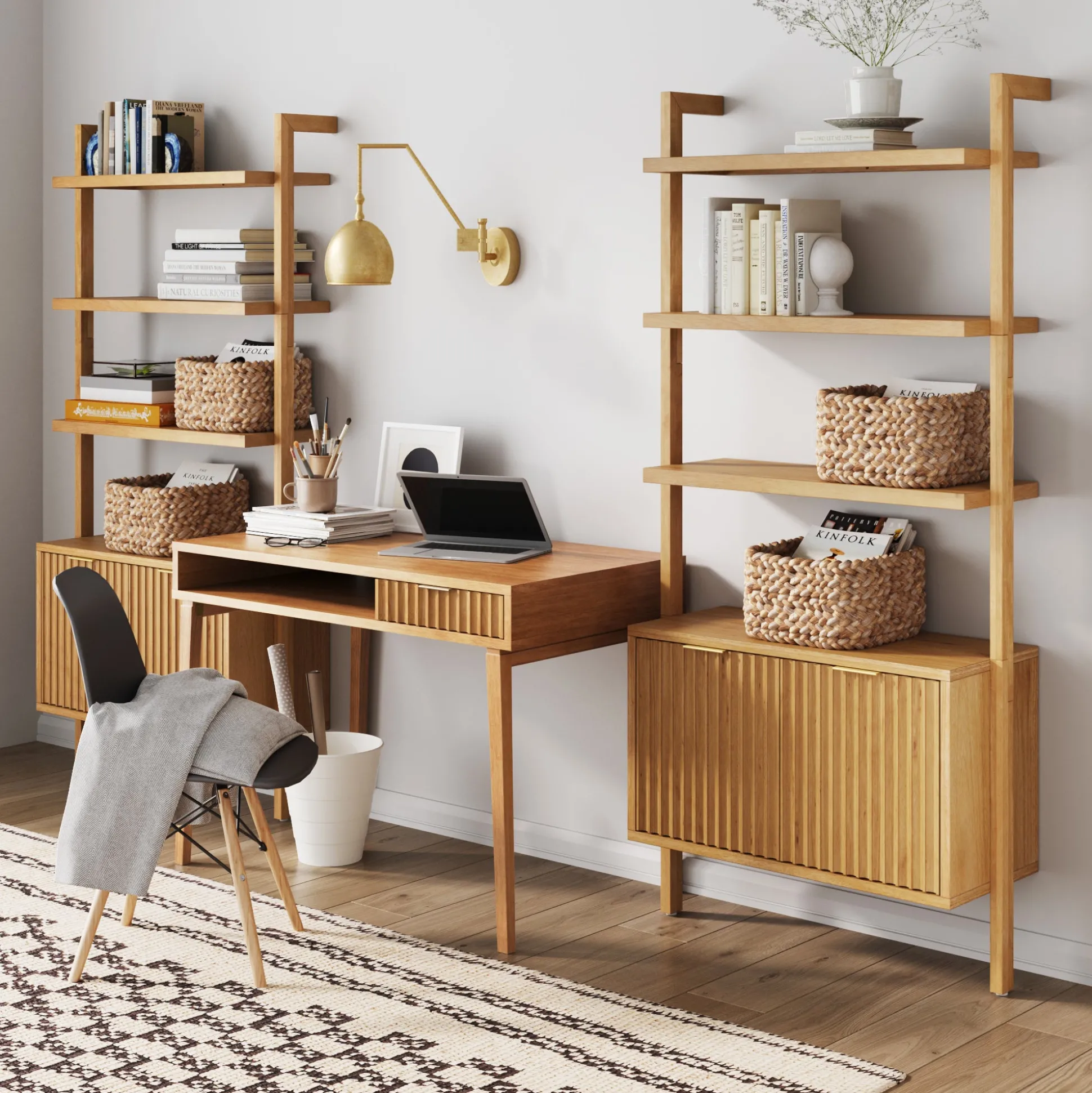Mid-Century Fluted Wall Desk