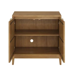 Mid-Century Large Fluted Credenza Console Table Light Brown (Set of 4)