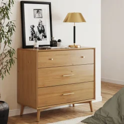 Mid-Century Modern Acacia 3 Drawer Dresser