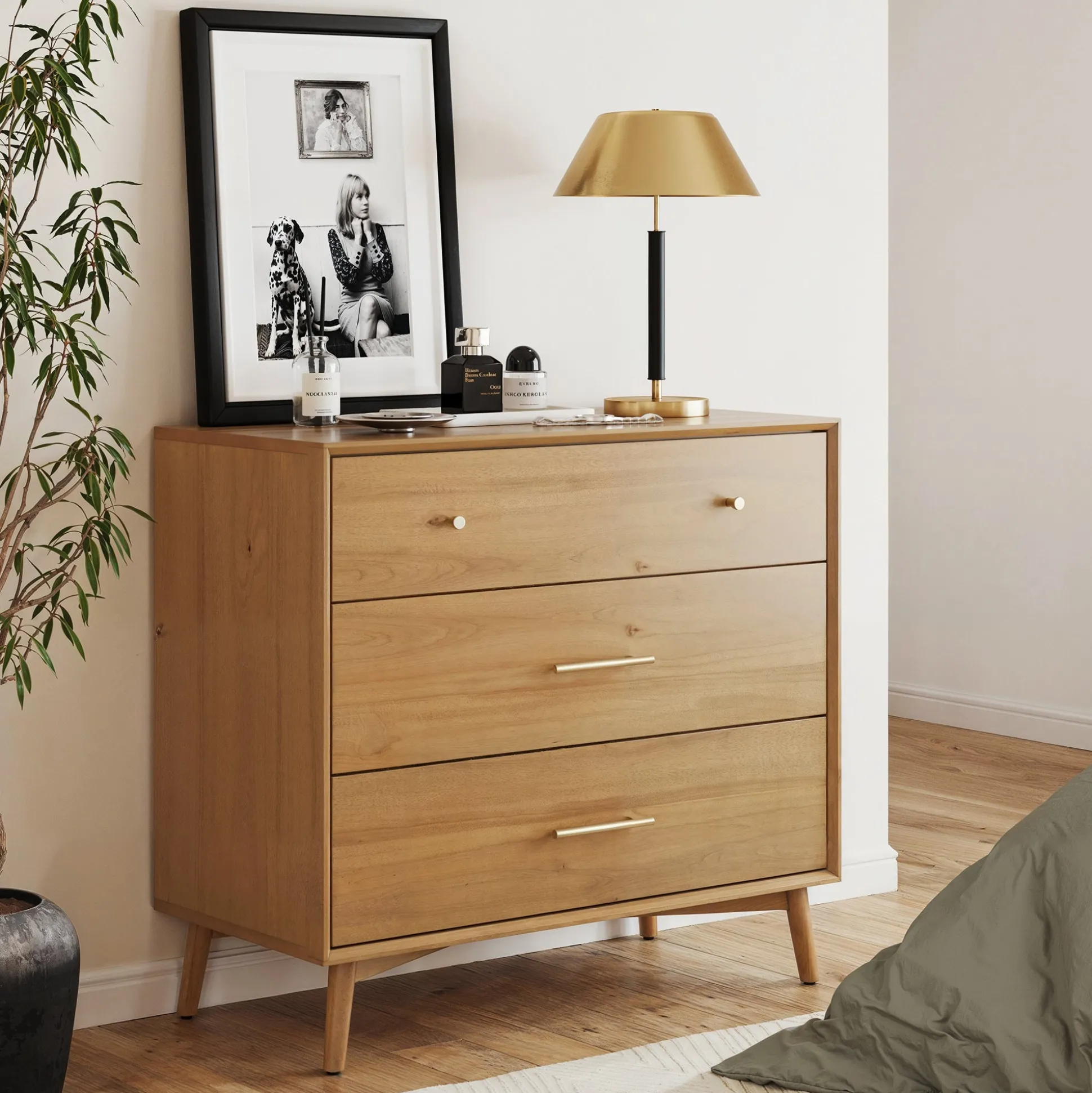 Mid-Century Modern Acacia 3 Drawer Dresser