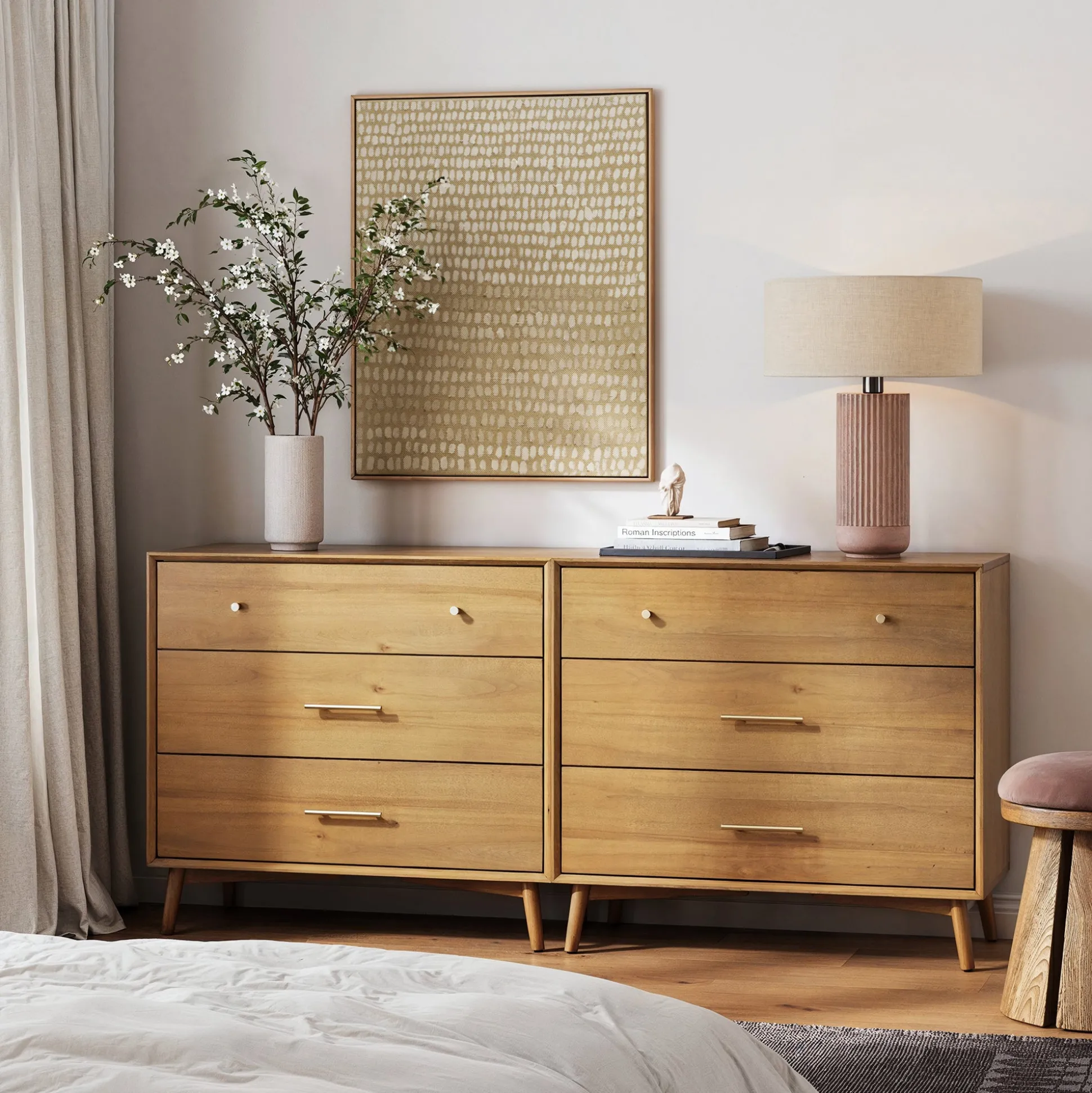 Mid-Century Modern Acacia 3 Drawer Dresser