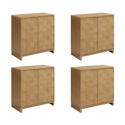 Mid Century Modern Bar Cabinet Credenza with Doors (Set of 4)