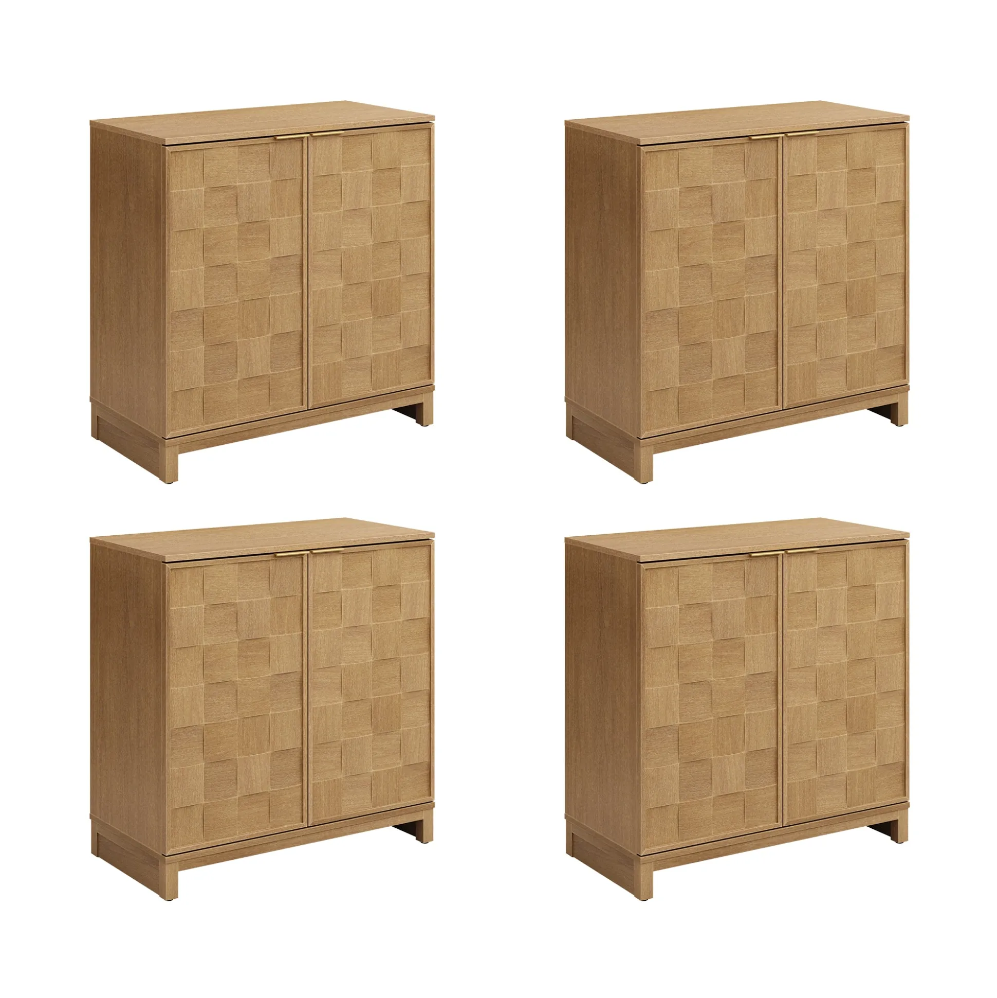 Mid Century Modern Bar Cabinet Credenza with Doors (Set of 4)