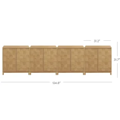 Mid Century Modern Bar Cabinet Credenza with Doors (Set of 4)