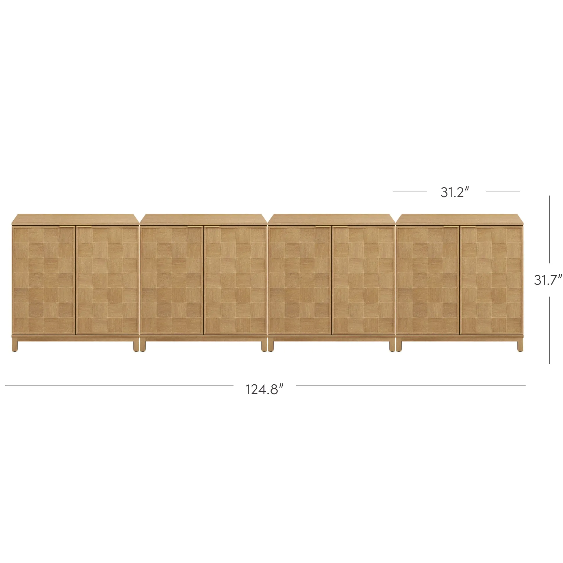 Mid Century Modern Bar Cabinet Credenza with Doors (Set of 4)