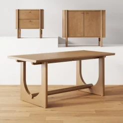 Mid Century Modern 2-Drawer Solid Wood Nightstand Light Brown (Set of 2)