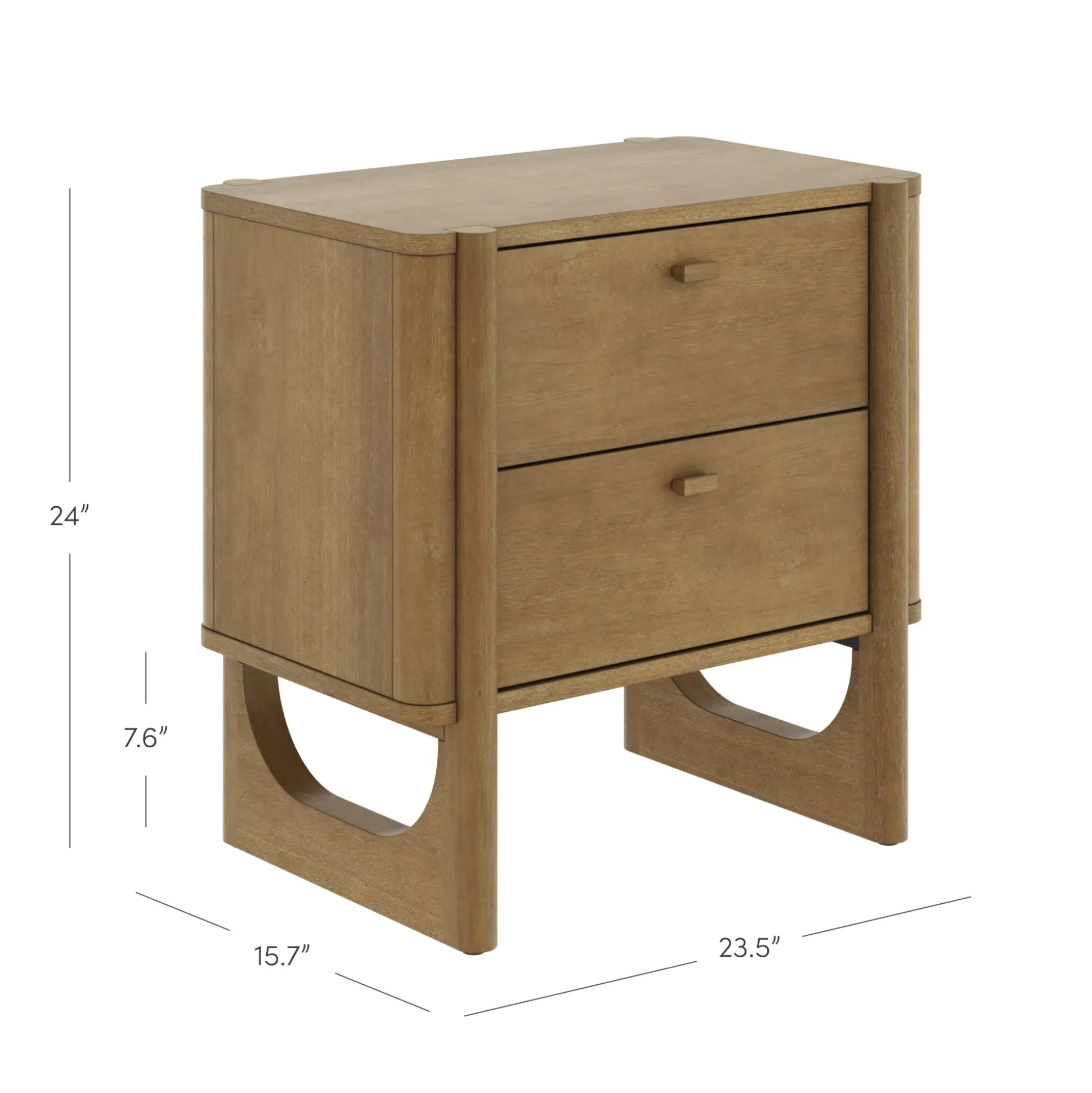 Mid Century Modern 2-Drawer Solid Wood Nightstand Light Brown (Set of 2)