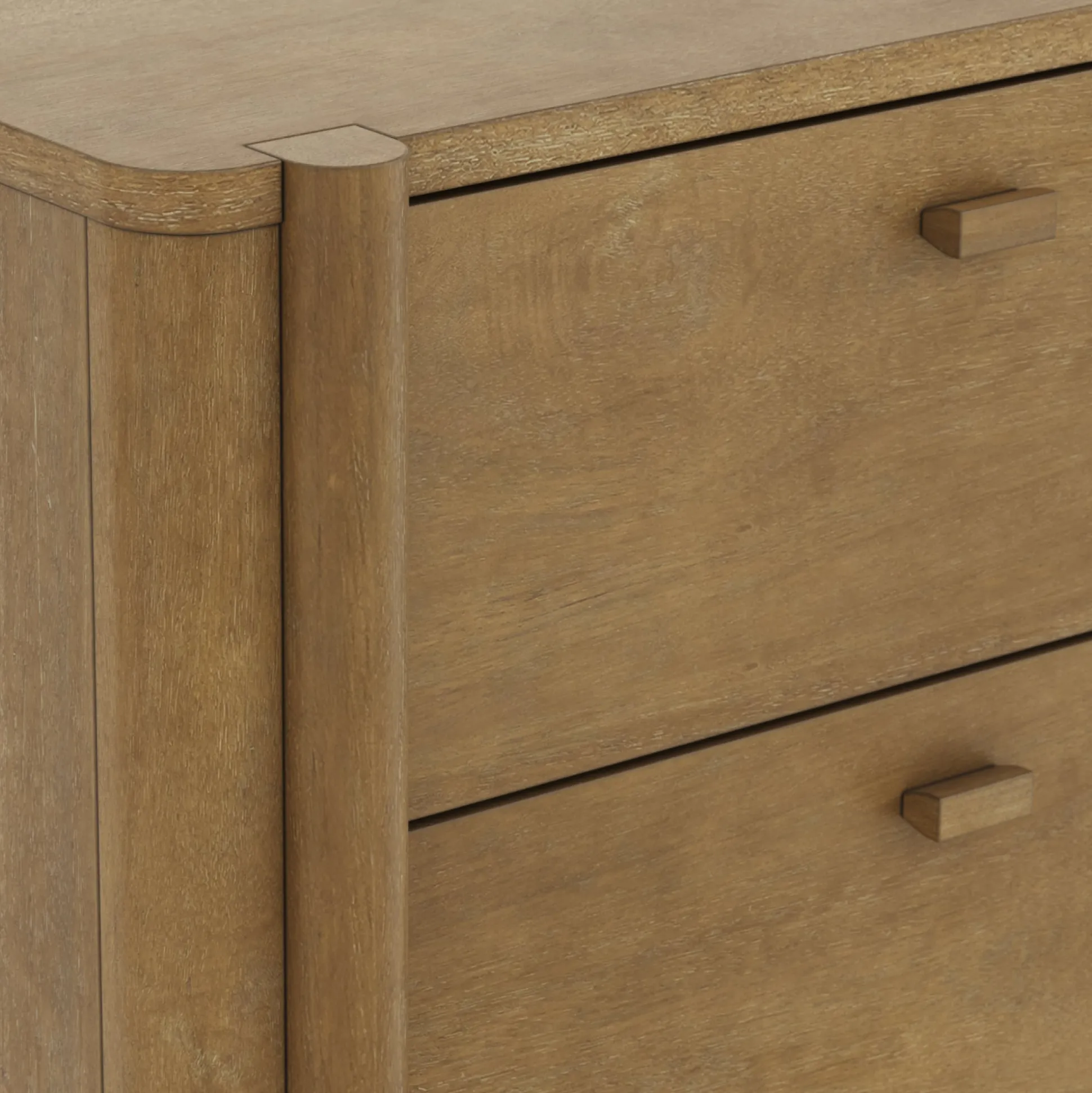 Mid Century Modern 2-Drawer Solid Wood Nightstand Light Brown (Set of 2)