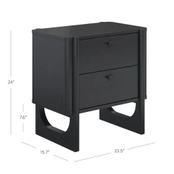 Mid Century Modern 2-Drawer Solid Wood Nightstand Black (Set of 2)