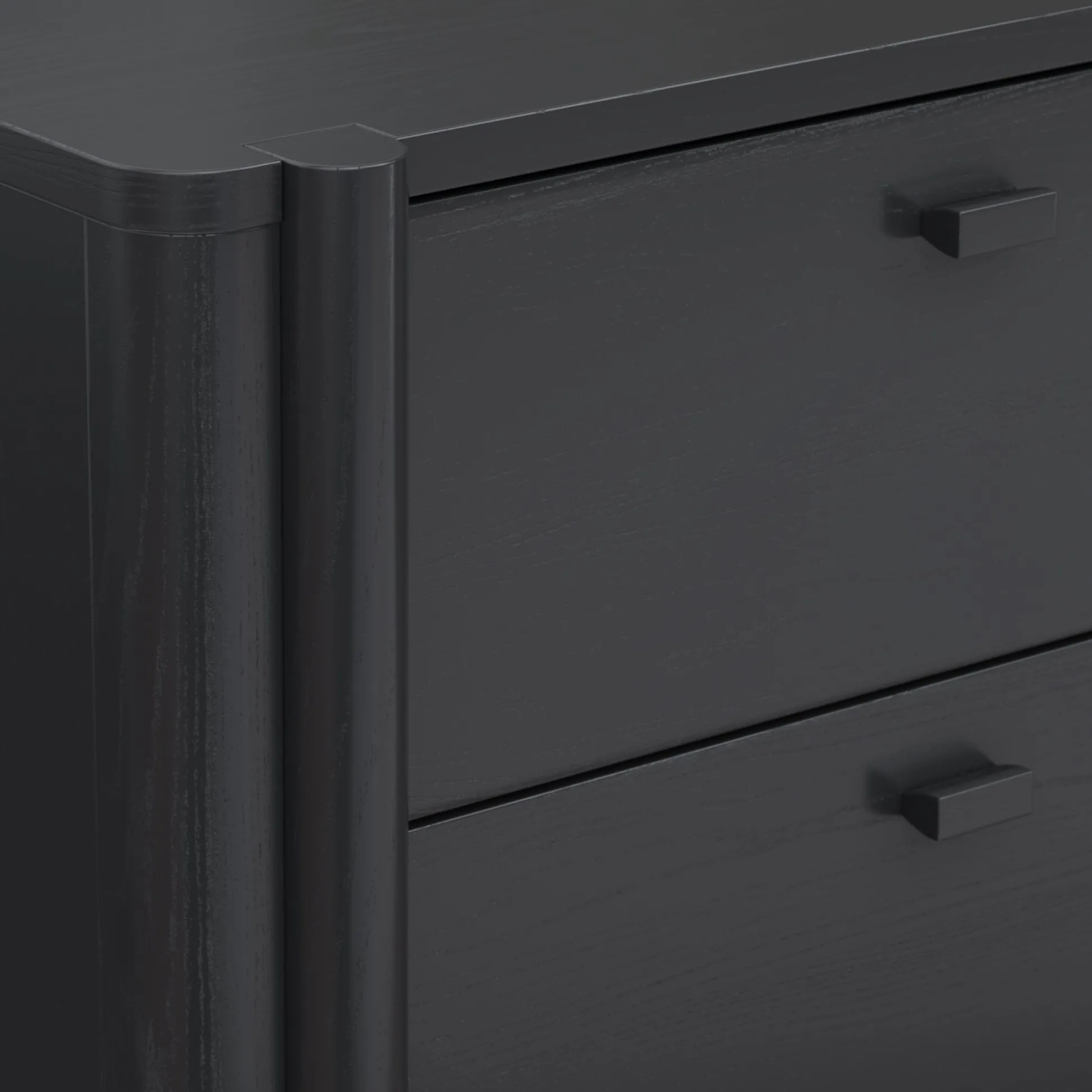 Mid Century Modern 2-Drawer Solid Wood Nightstand Black (Set of 2)
