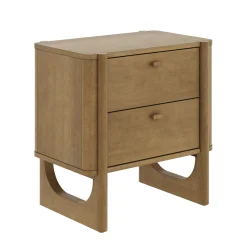 Mid Century Modern 2-Drawer Solid Wood Nightstand Light Brown