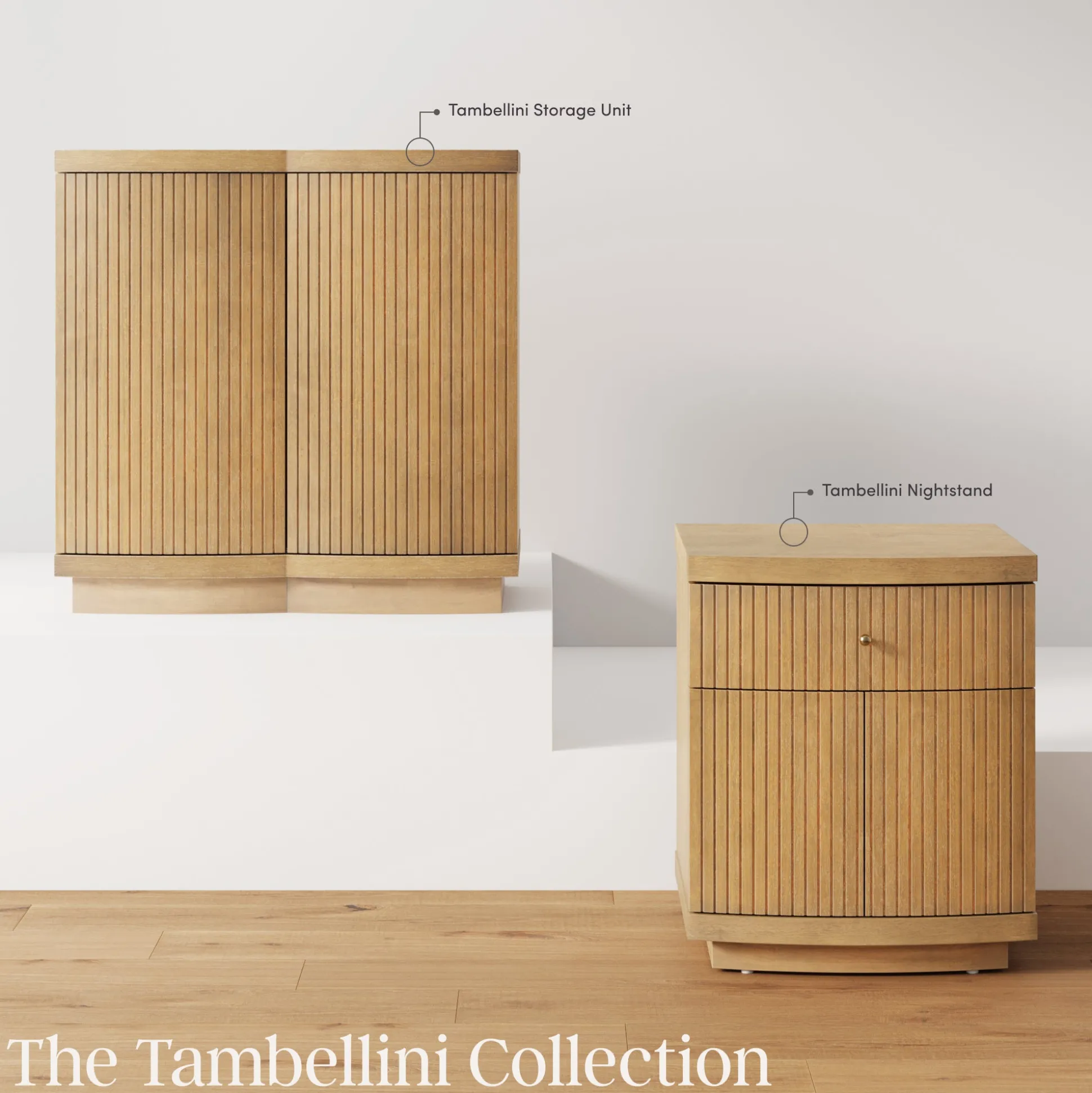 Mid-Century Modern Fluted Accent Cabinet Light Brown