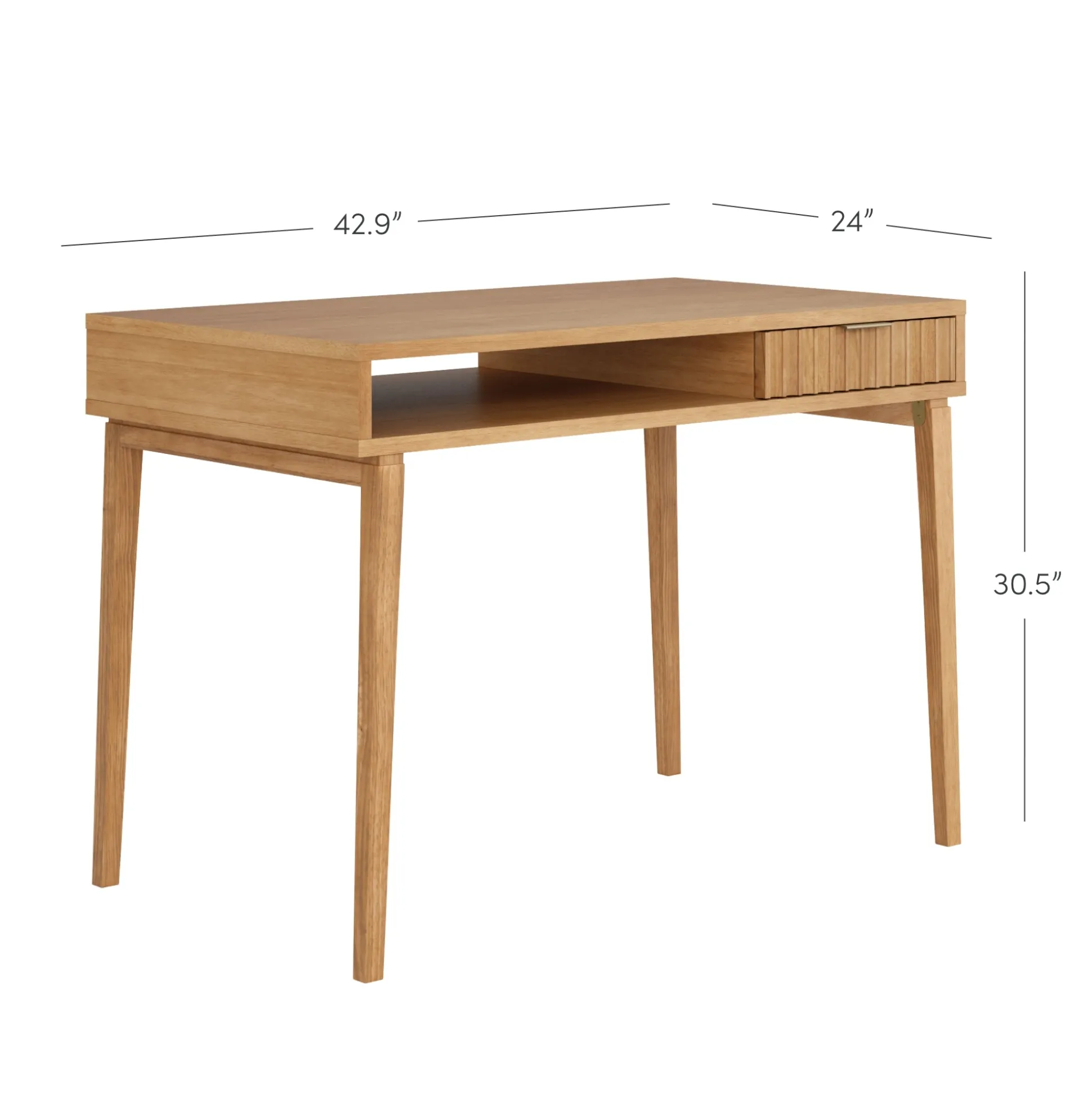 Mid-Century Modern Fluted Desk with Drawer