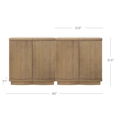 Mid-Century Modern Fluted TV Console Light Brown (for TVs up to 65