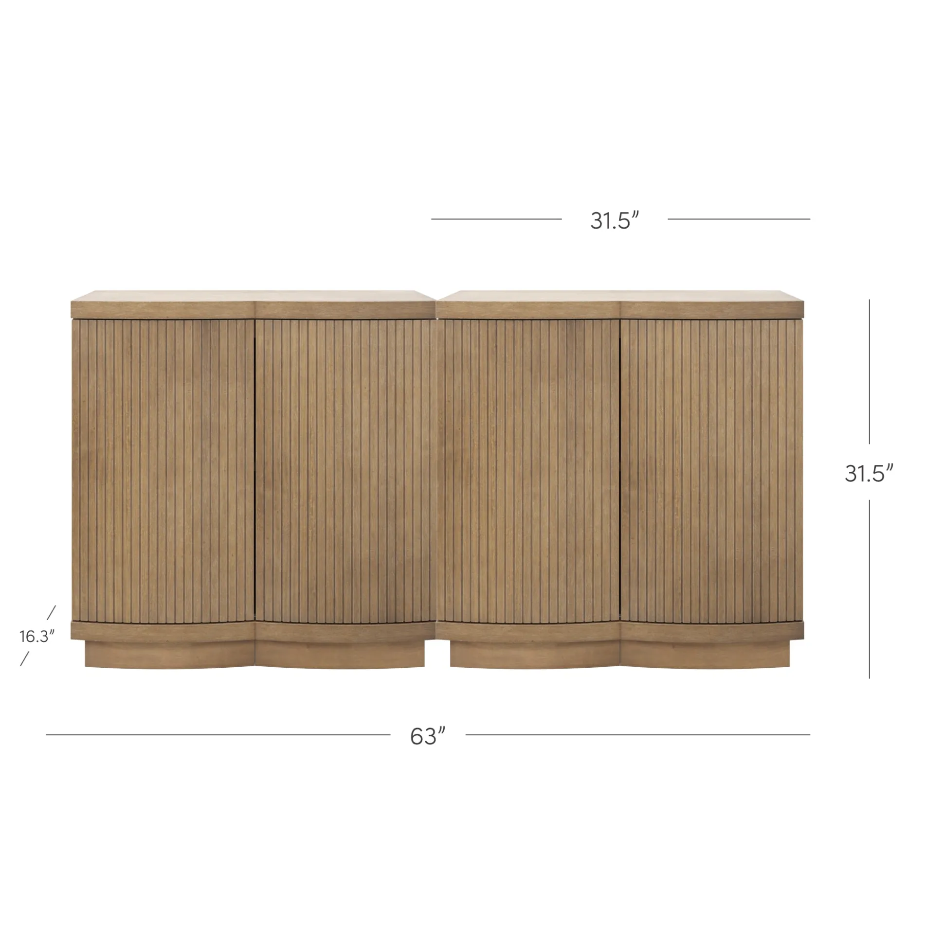 Mid-Century Modern Fluted TV Console Light Brown (for TVs up to 65")