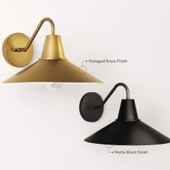Mid-Century Modern Metal Vintaged Brass Wall Sconce (Set of 2)