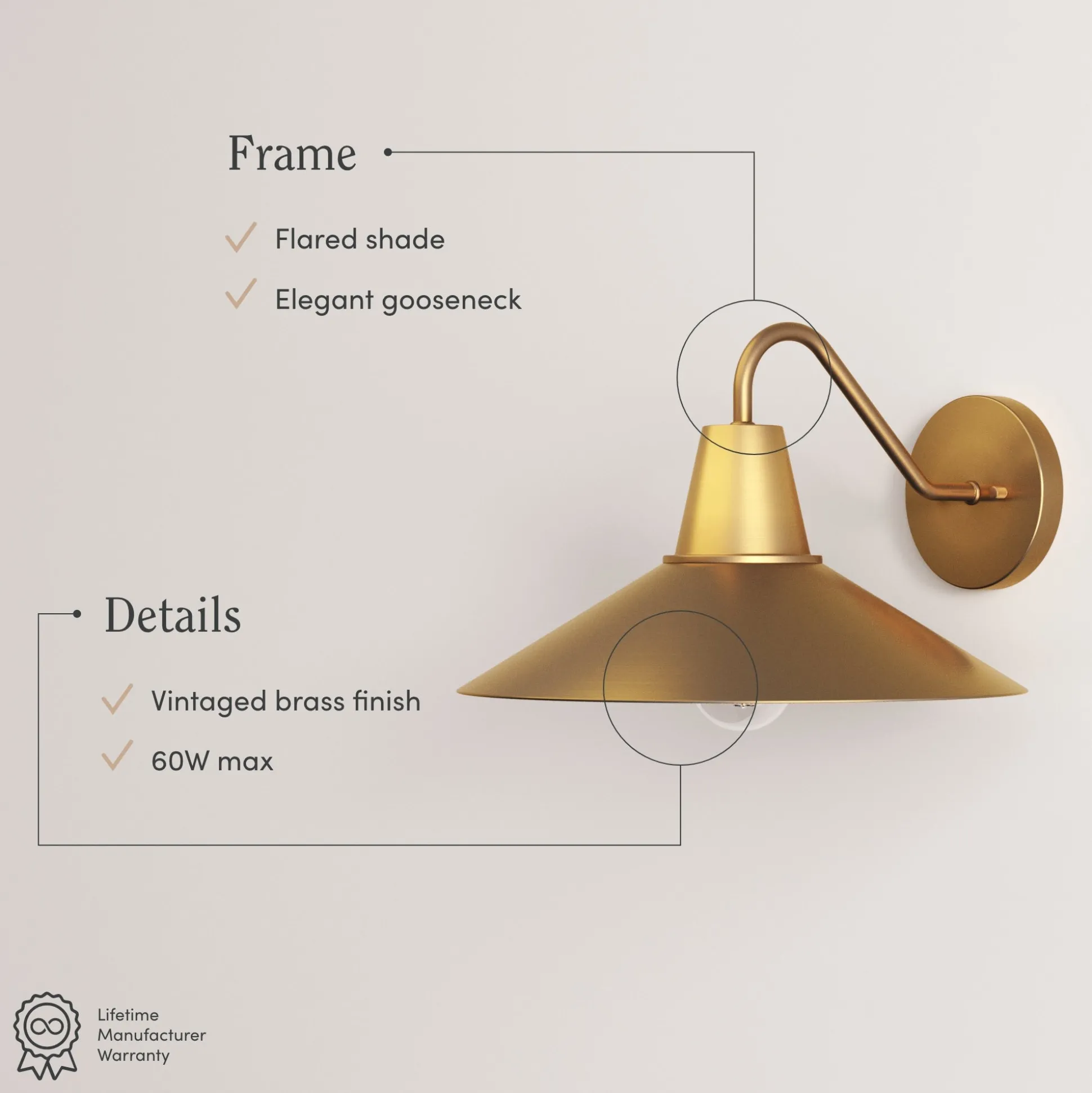 Mid-Century Modern Metal Vintaged Brass Wall Sconce (Set of 2)