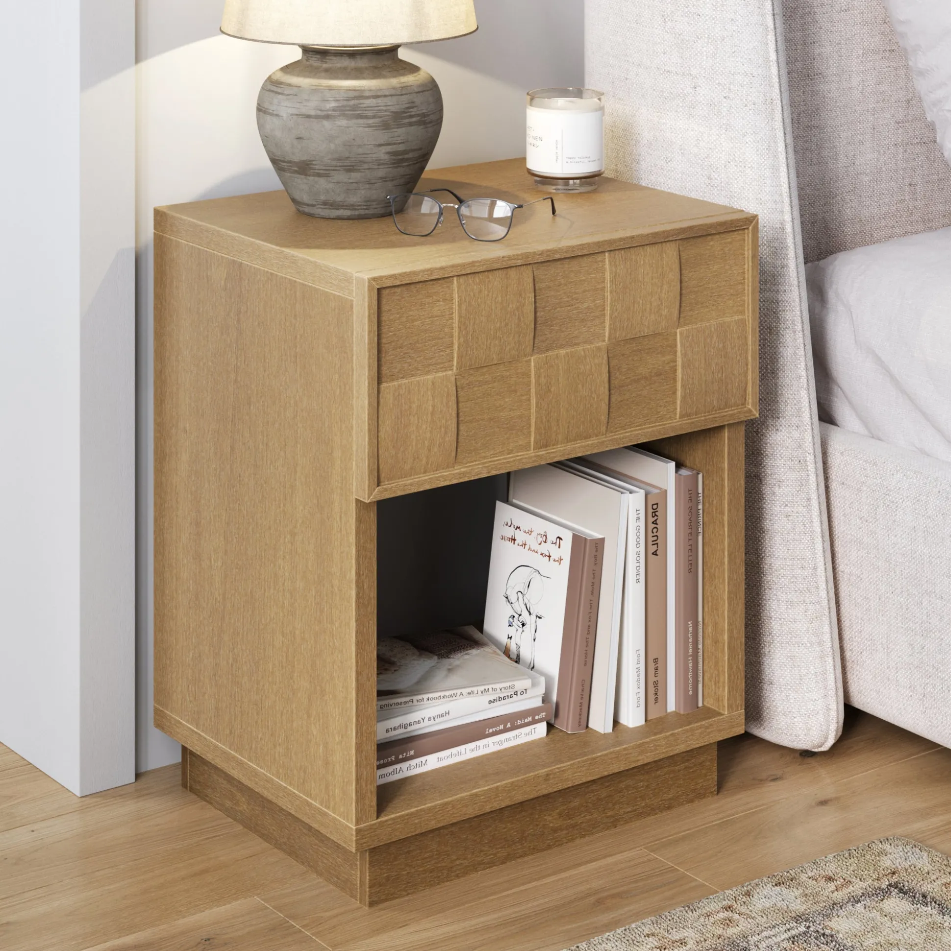 Mid Century Modern Nightstand with 1 Drawer