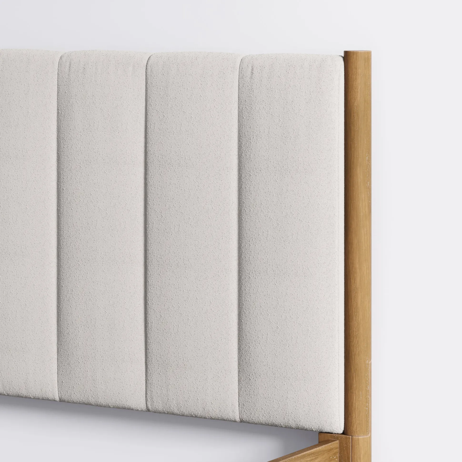 Mid Century Modern Queen Bed Frame and Arched Nightstand Set Light Brown