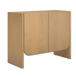 Mid Century Modern Rounded Wood Accent Cabinet Raw Oak