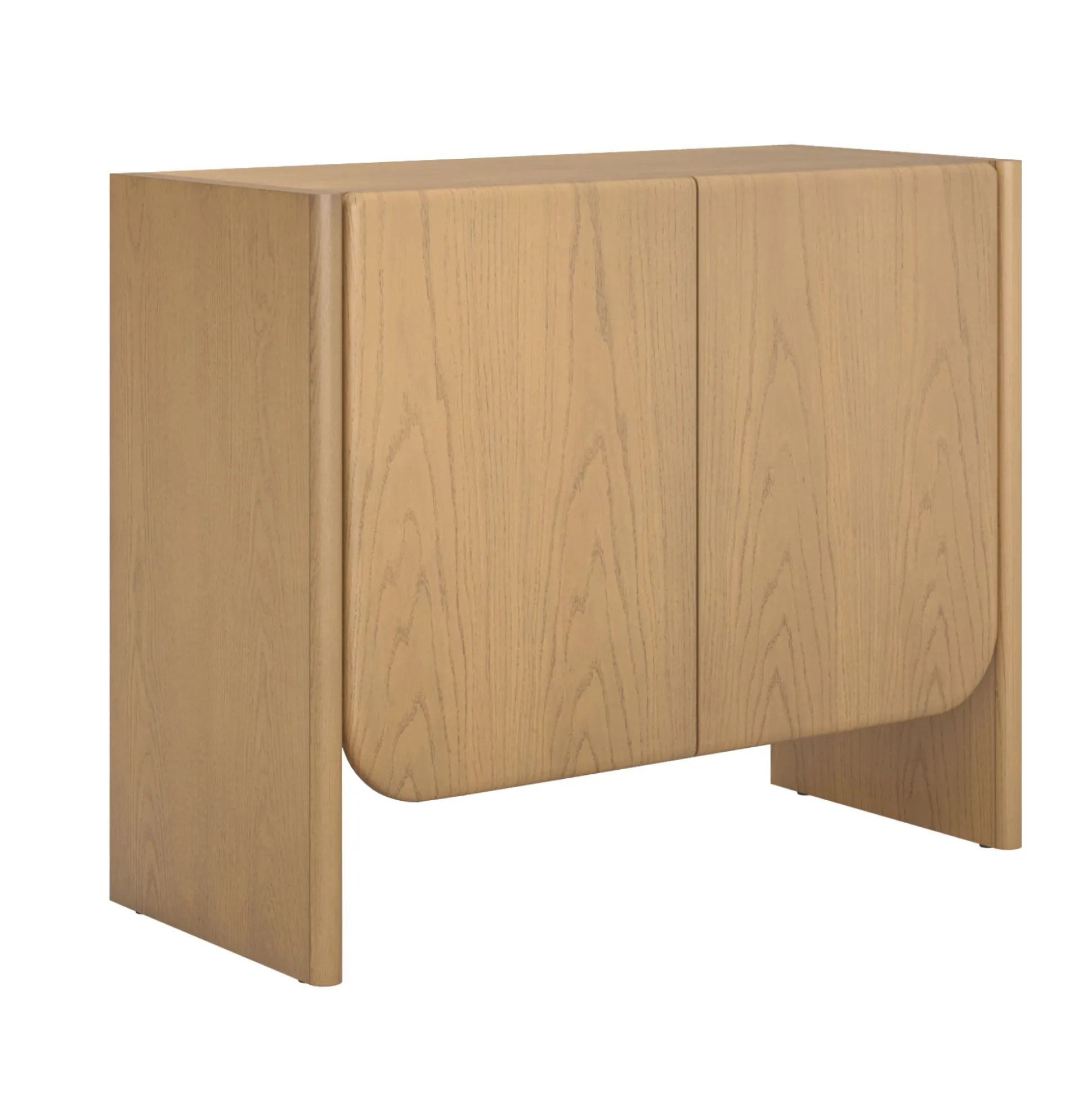 Mid Century Modern Rounded Wood Accent Cabinet Raw Oak