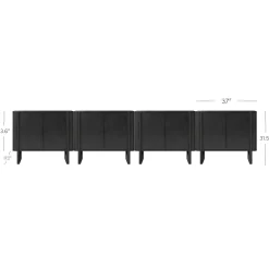 Mid-Century Modern Solid Wood Large Kitchen Credenza Black (Set of 4)