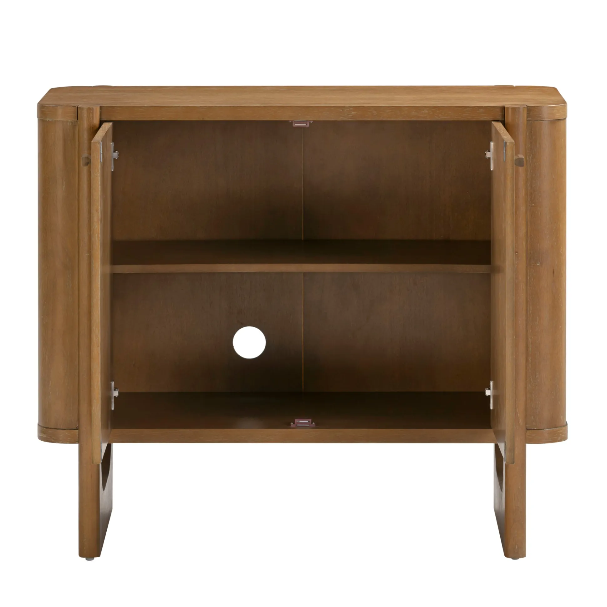 Mid-Century Modern Solid Wood Accent Cabinet Credenza Light Brown (Set of 2)