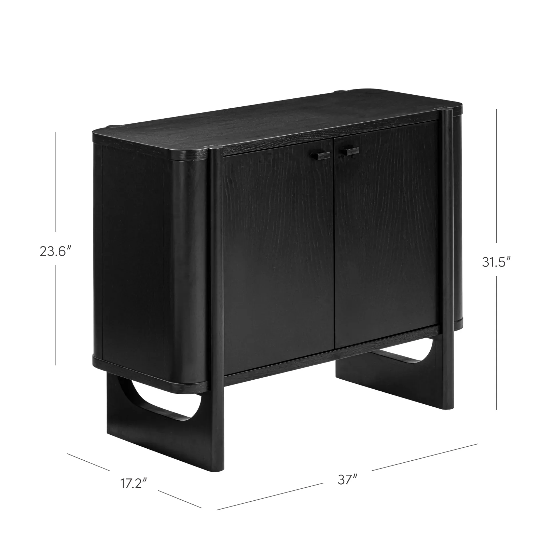 Mid-Century Modern Solid Wood Accent Cabinet Black