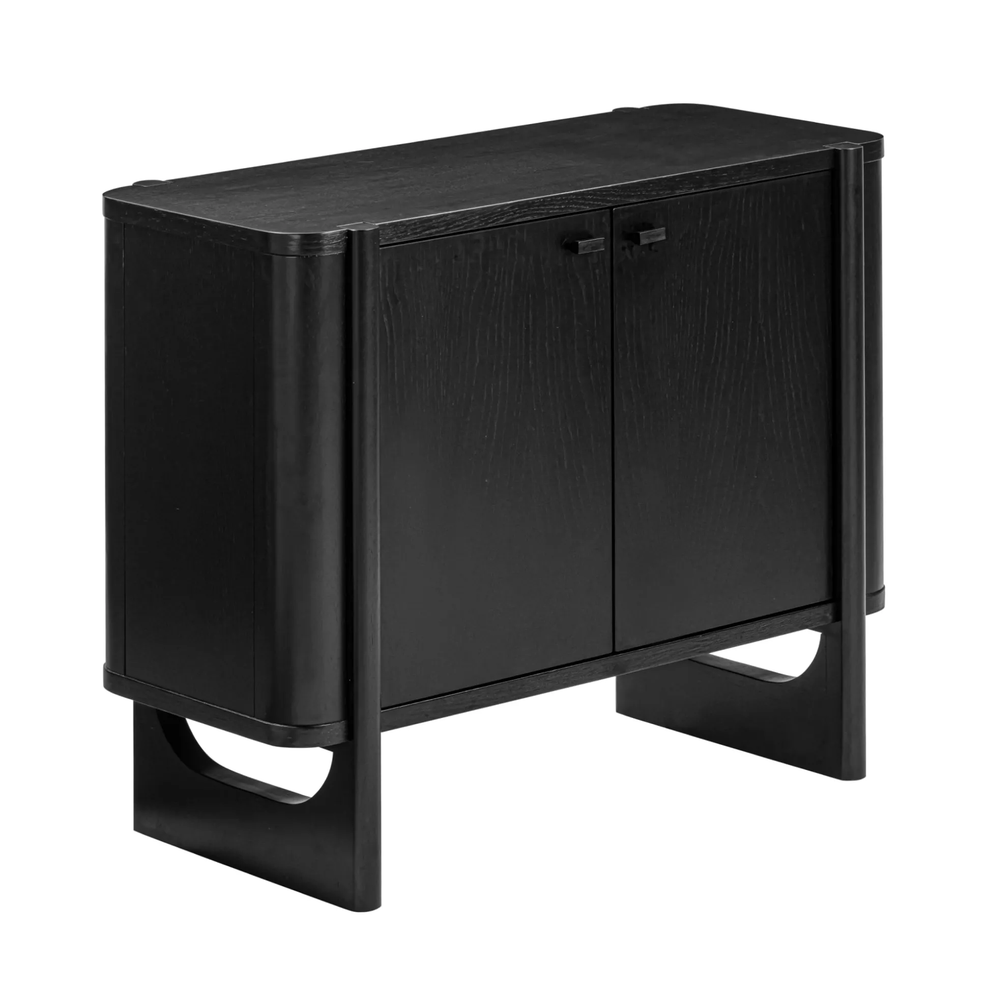 Mid-Century Modern Solid Wood Accent Cabinet Black