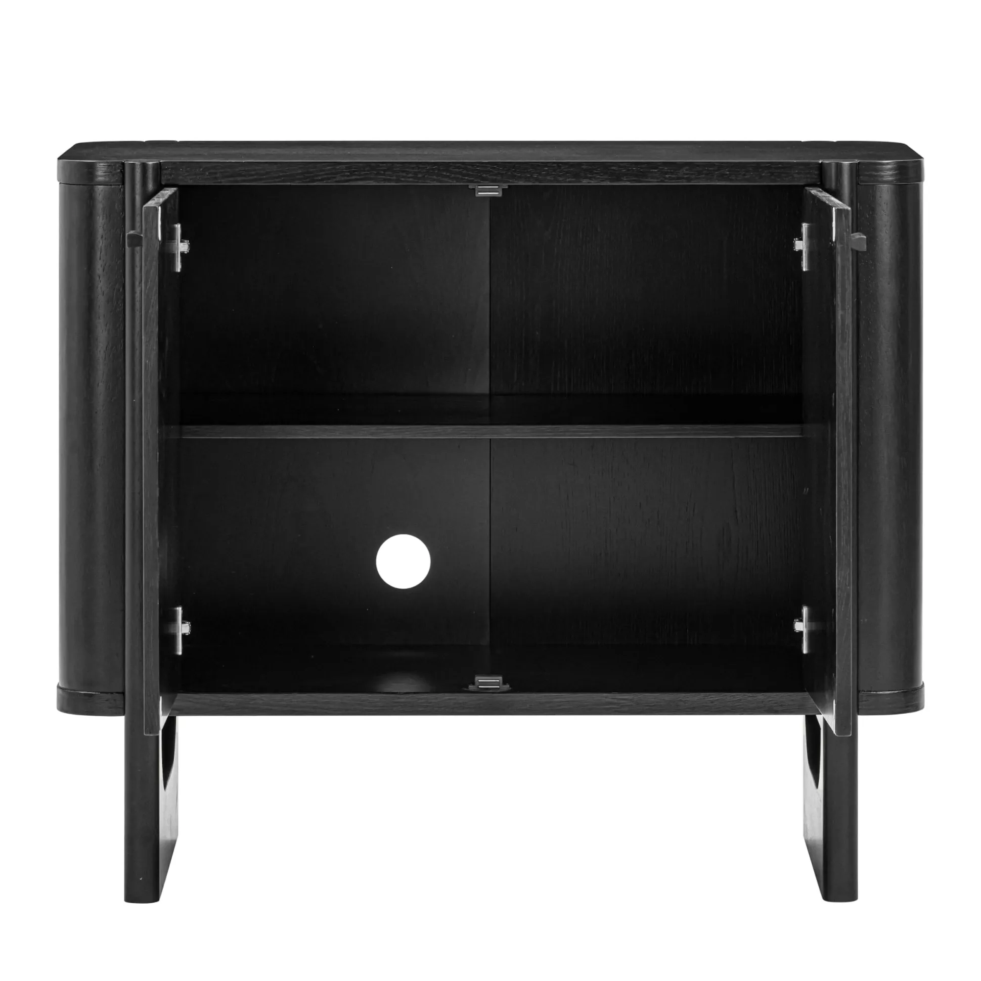 Mid-Century Modern Solid Wood Accent Cabinet Credenza Black (Set of 2)