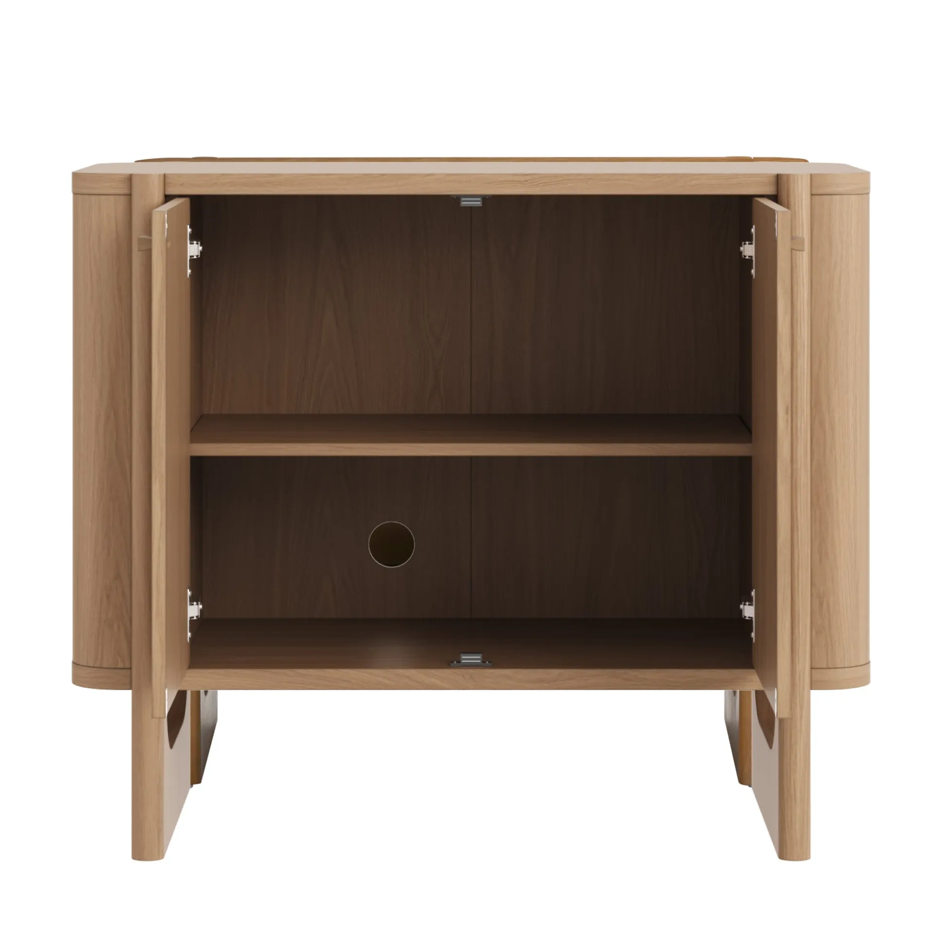 Mid-Century Modern Solid Wood Accent Cabinet Credenza Raw Oak (Set of 3)