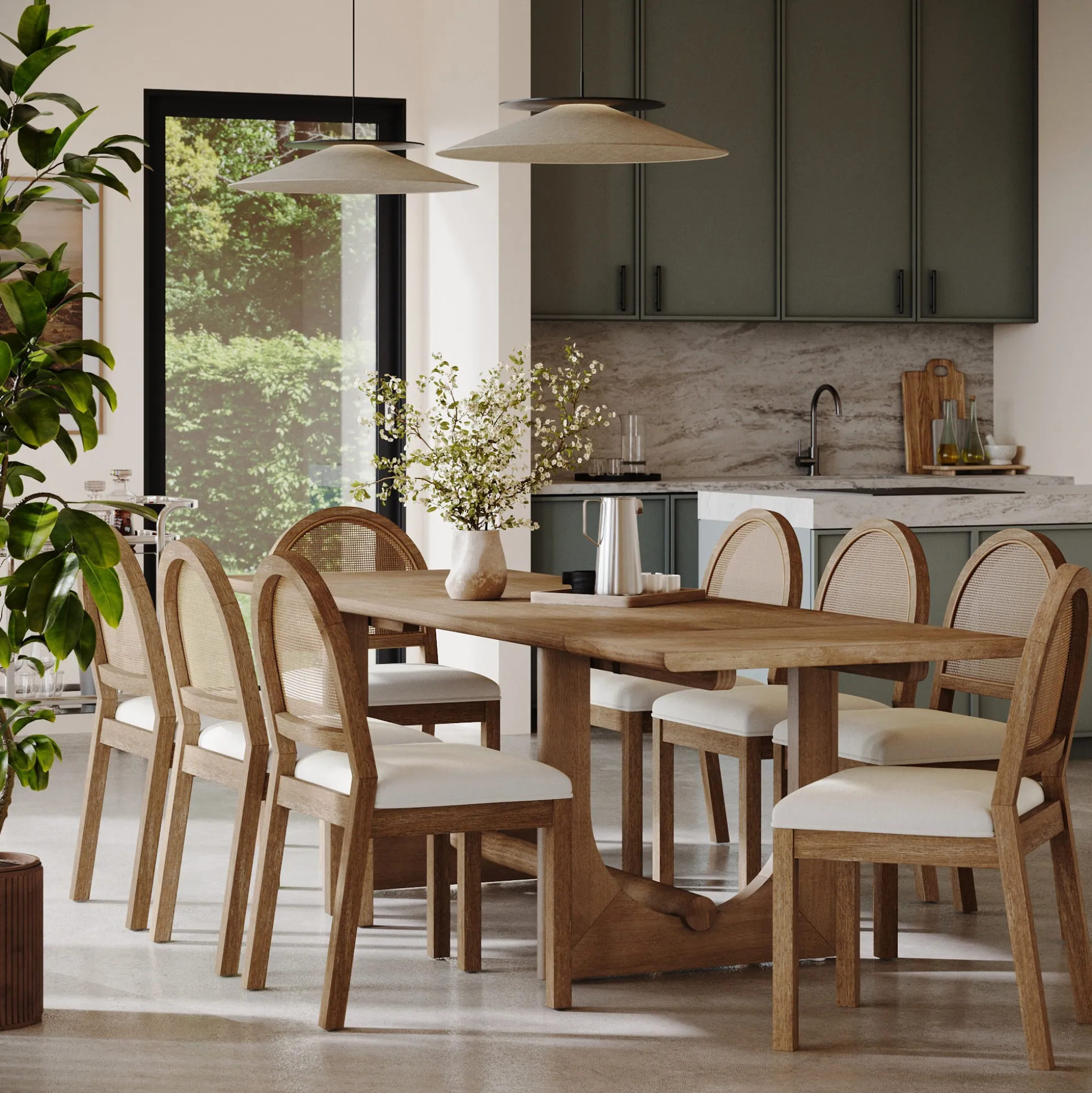 Mid-Century Modern Table Extension Light Brown