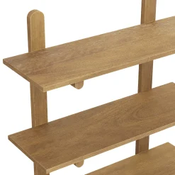 Mid Century Modern 3-Tier Wall Mounted Wood Shelf Light Brown