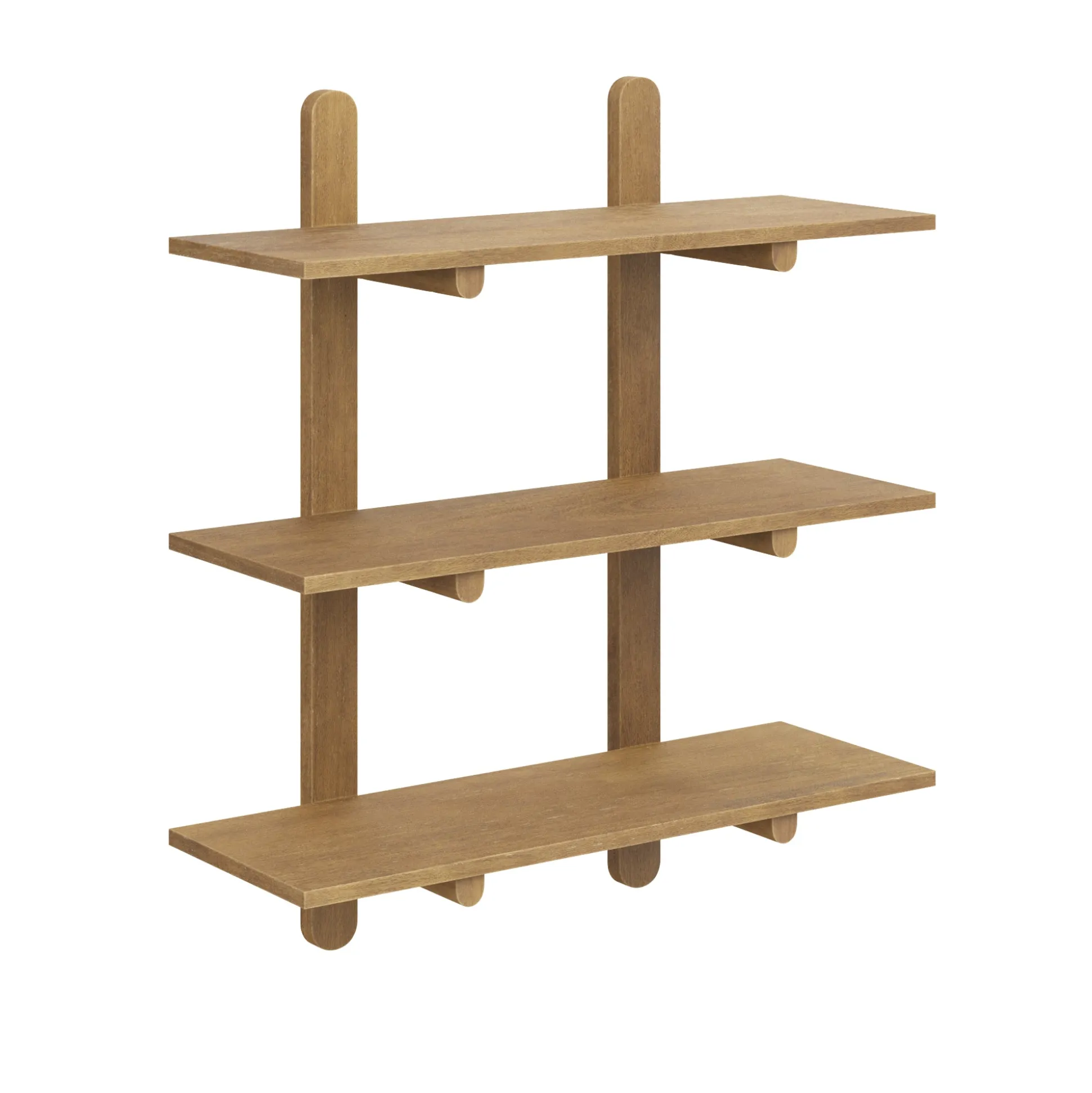 Mid Century Modern 3-Tier Wall Mounted Wood Shelf Light Brown