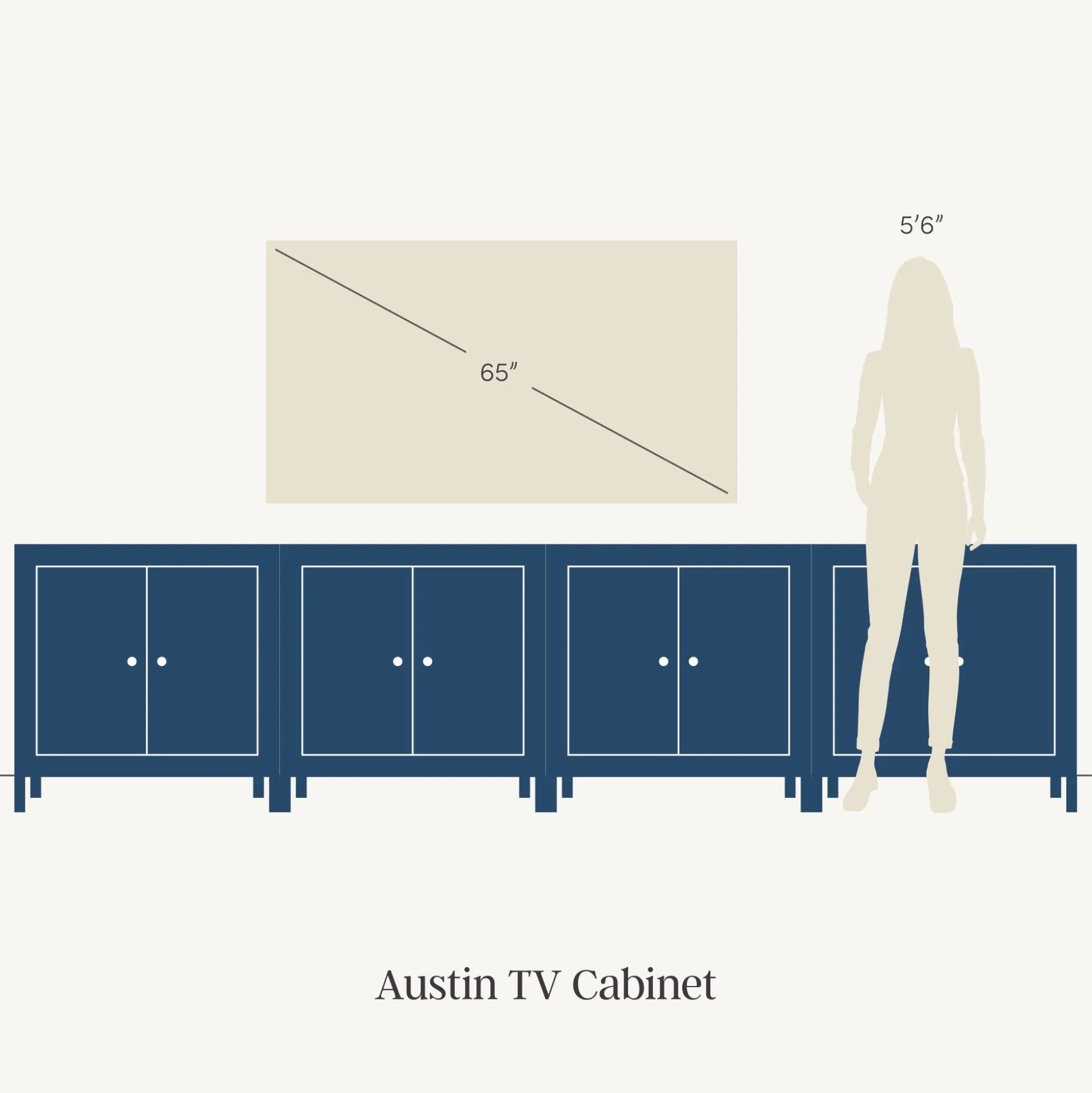 Mid Century Modern TV Console with Storage for TVs up to 100" Light Brown