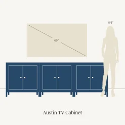 Mid Century Modern TV Console with Storage for TVs up to 75" Light Brown