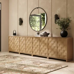 Mid Century Modern TV Stand Console with Doors for TVs up to 100"