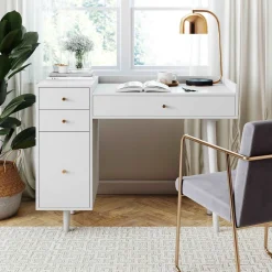 Mid-Century Modern Vanity Desk with Drawers