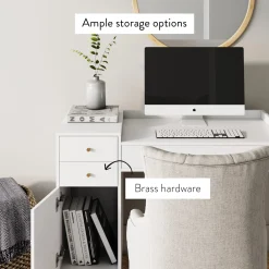 Mid-Century Modern Vanity Desk with Drawers