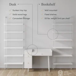 Mid-Century Modern White Wall Desk