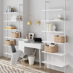 Mid-Century Modern White Wall Desk