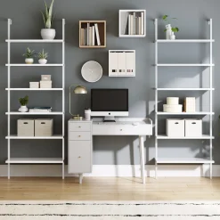 Mid-Century Modern White Wall Desk