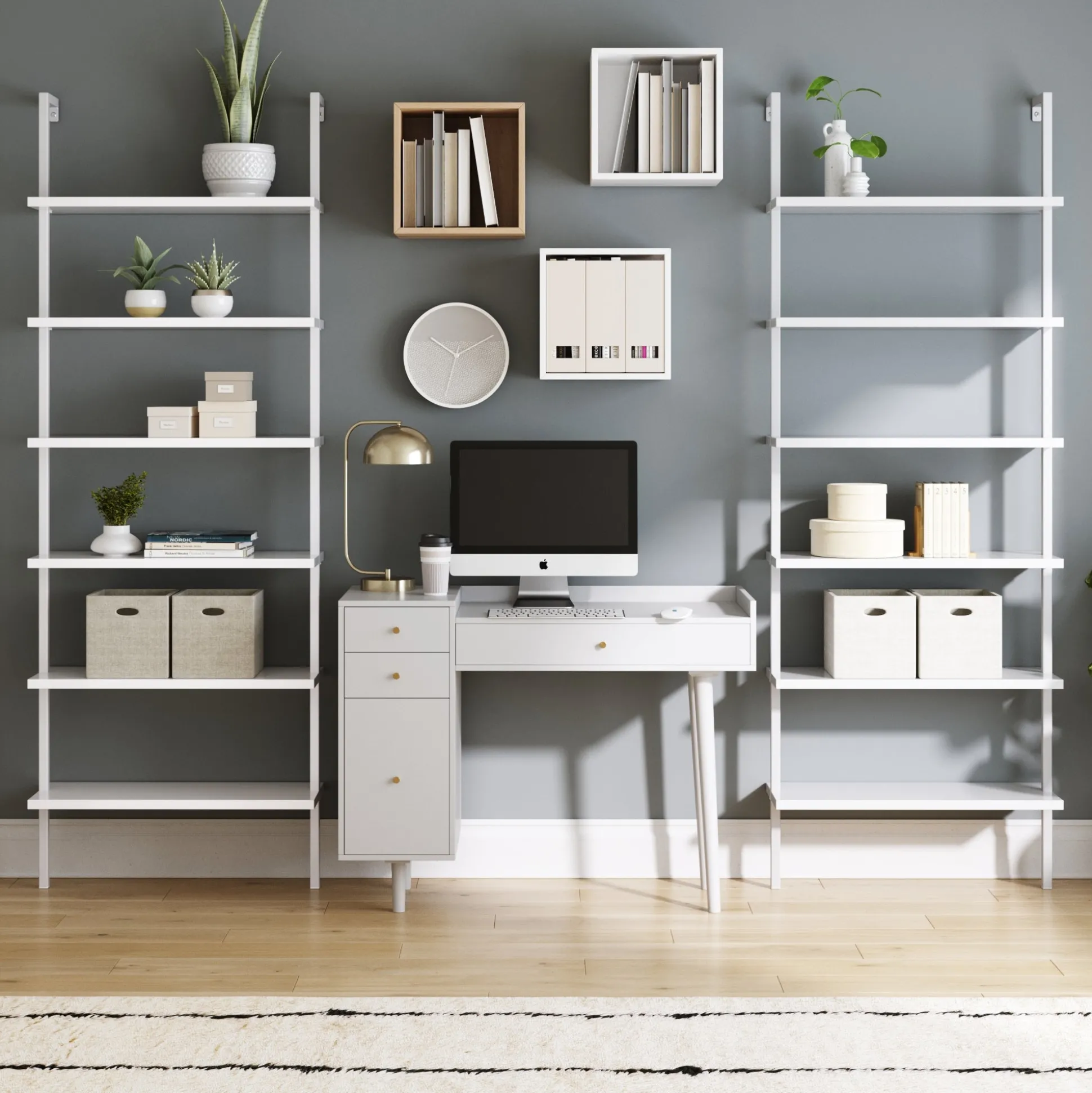 Mid-Century Modern White Wall Desk
