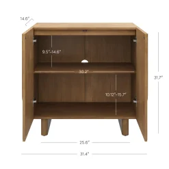 Mid Century Style Credenza with Geometric Carved Doors Light Brown (Set of 4)