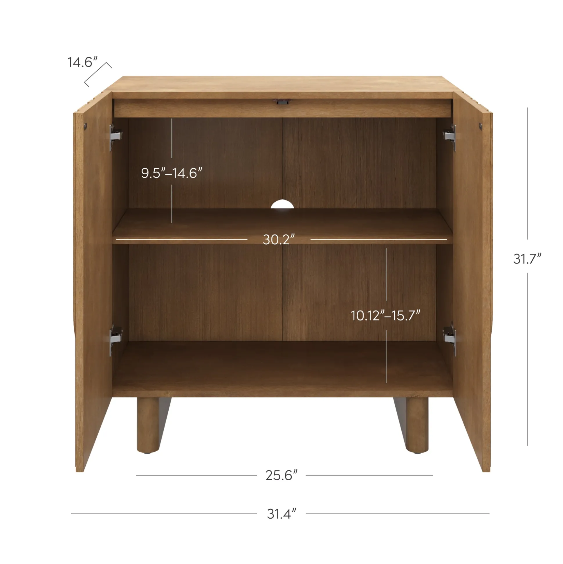 Mid Century Style Credenza with Geometric Carved Doors Light Brown (Set of 4)
