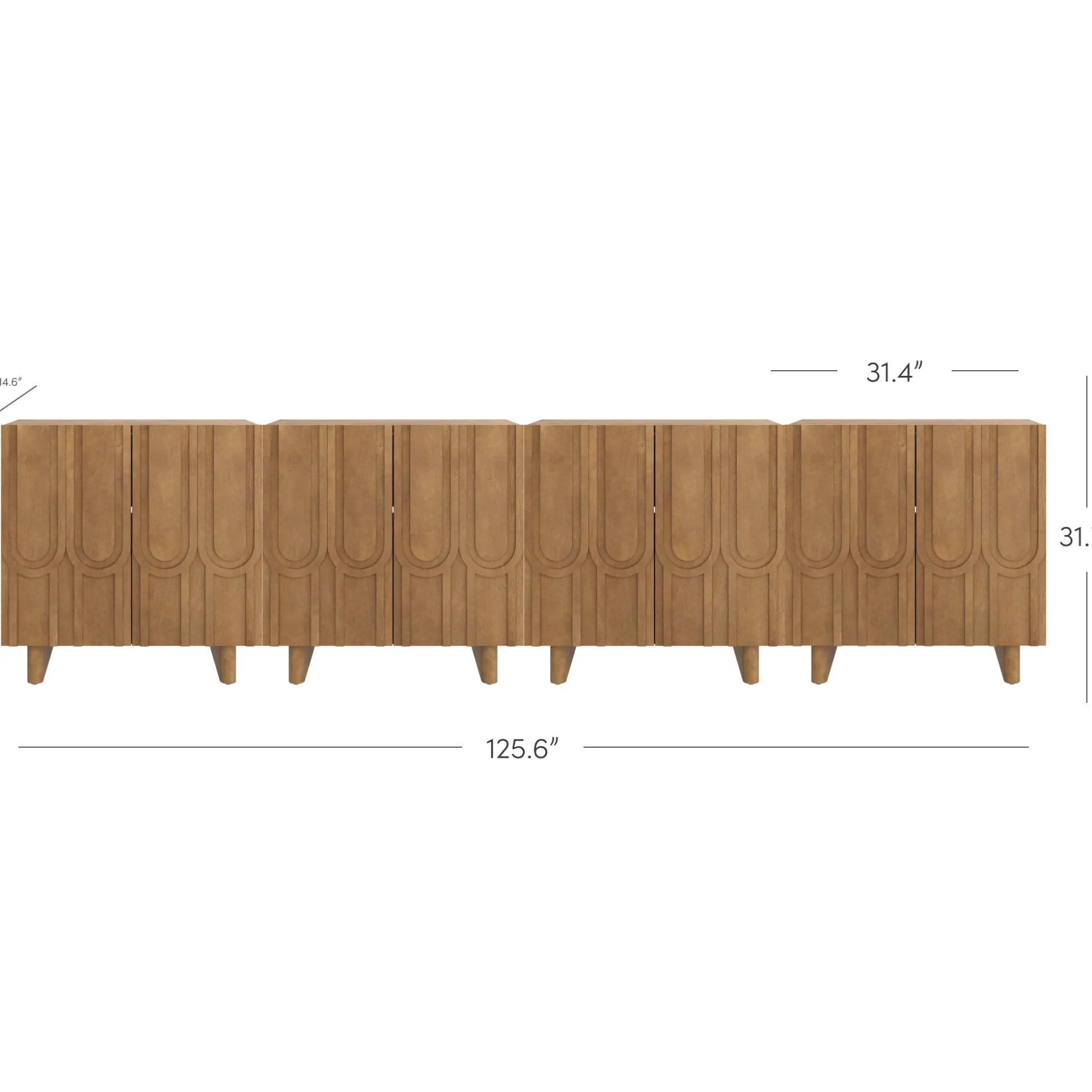 Mid Century TV Console Table with Storage for TVs up to 100" Light Brown